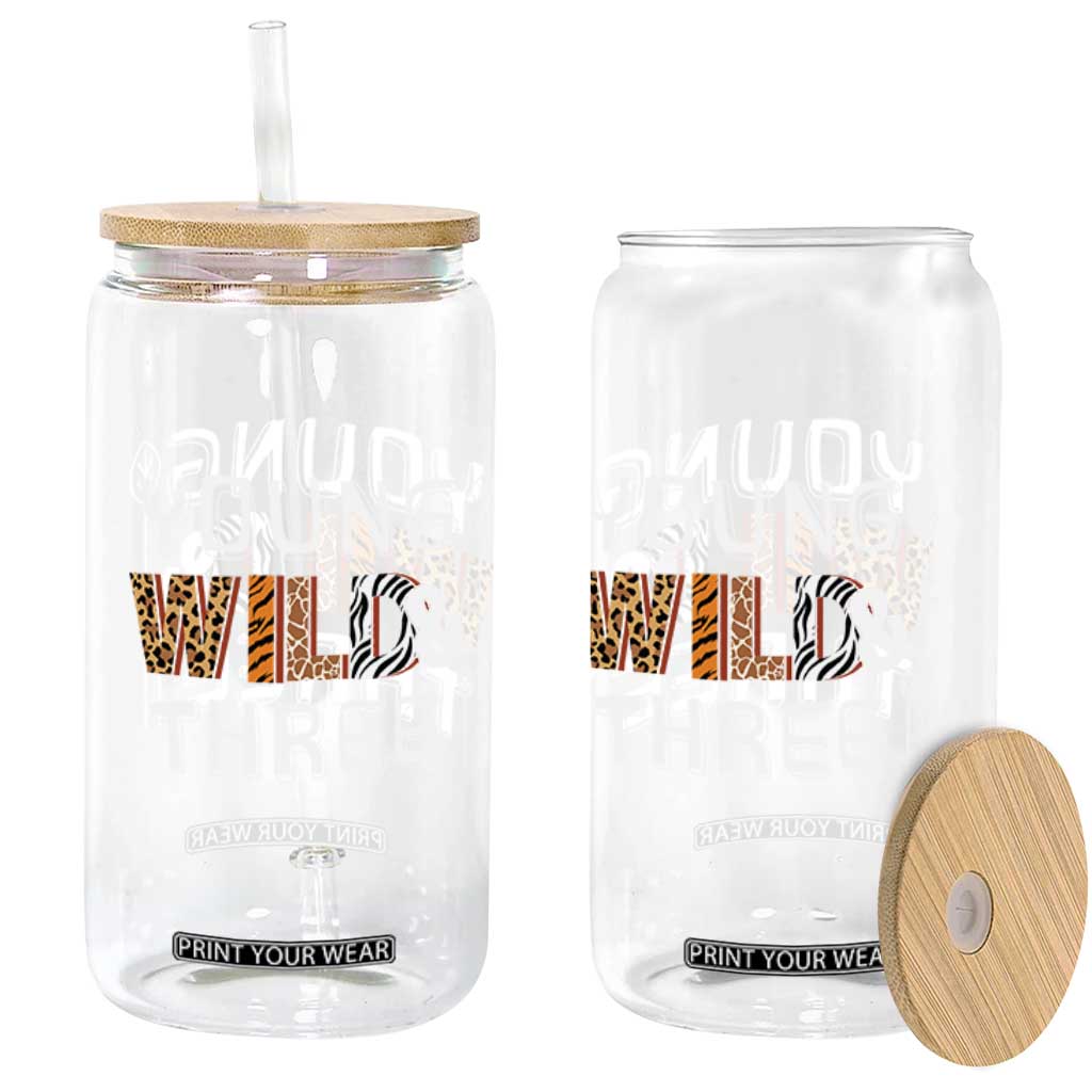 3rd Birthday Glass Can Young Wild And Three Safari Zoo Party TS10 Print Your Wear