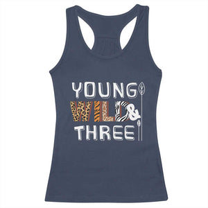 3rd Birthday Racerback Tank Top Young Wild And Three Safari Zoo Party TS10 Navy Print Your Wear