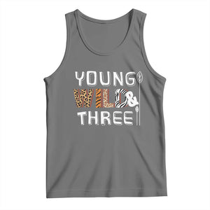 3rd Birthday Tank Top Young Wild And Three Safari Zoo Party TS10 Black Heather Print Your Wear