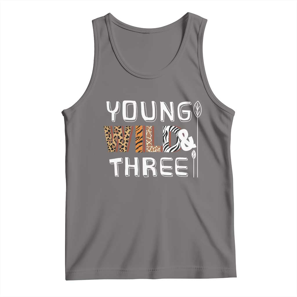 3rd Birthday Tank Top Young Wild And Three Safari Zoo Party TS10 Deep Heather Print Your Wear