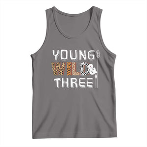 3rd Birthday Tank Top Young Wild And Three Safari Zoo Party TS10 Deep Heather Print Your Wear