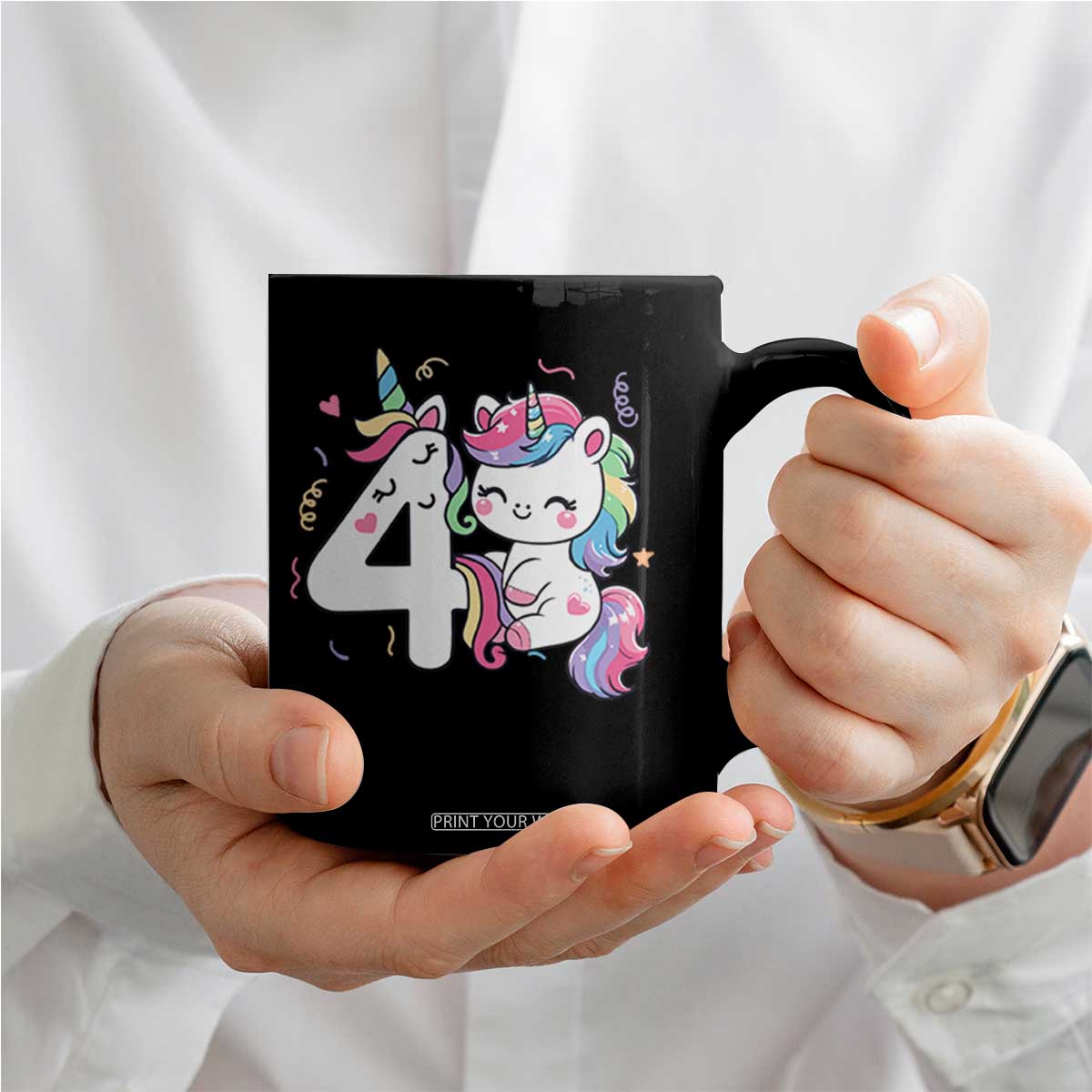 Unicorn 4th Birthday Coffee Mug 4 Years Old Birthday Outfit TS10 Print Your Wear