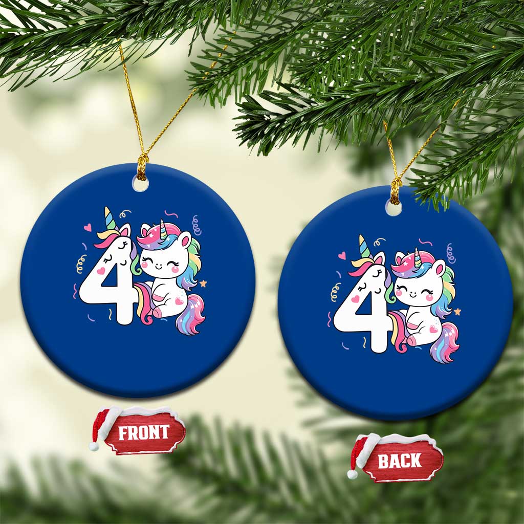 Unicorn 4th Birthday Ceramic Ornament 4 Years Old Birthday Outfit TS10 1pc Blue Print Your Wear