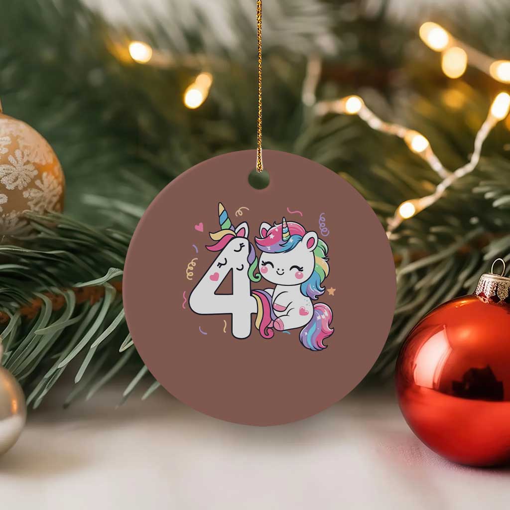 Unicorn 4th Birthday Ceramic Ornament 4 Years Old Birthday Outfit TS10 1pc Mocha Print Your Wear