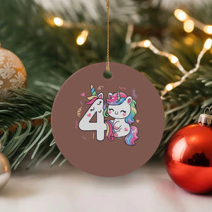 Unicorn 4th Birthday Ceramic Ornament 4 Years Old Birthday Outfit TS10 1pc Mocha Print Your Wear