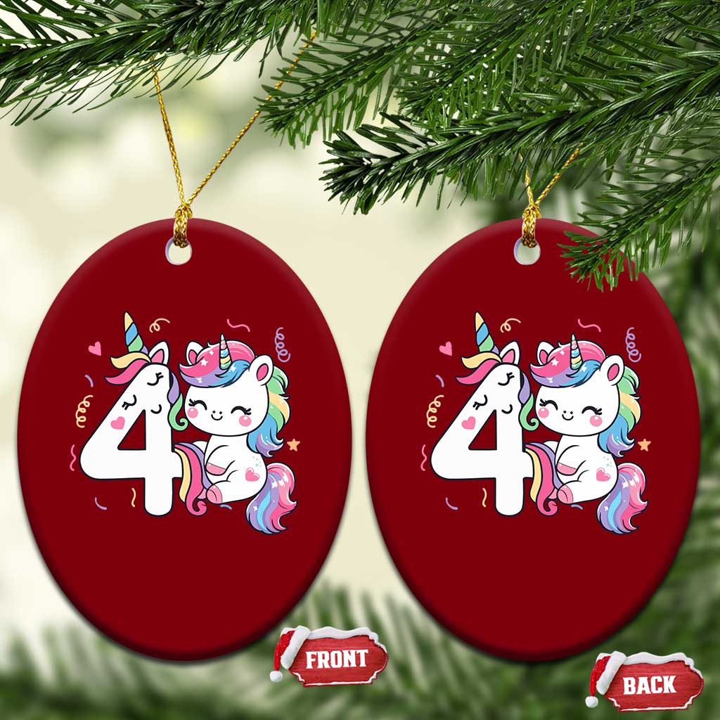 Unicorn 4th Birthday Ceramic Ornament 4 Years Old Birthday Outfit TS10 Print Your Wear