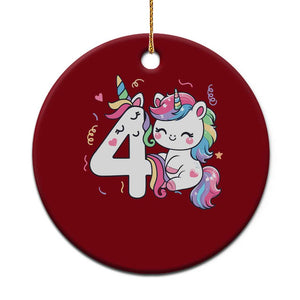 Unicorn 4th Birthday Ceramic Ornament 4 Years Old Birthday Outfit TS10 1pc Red Print Your Wear