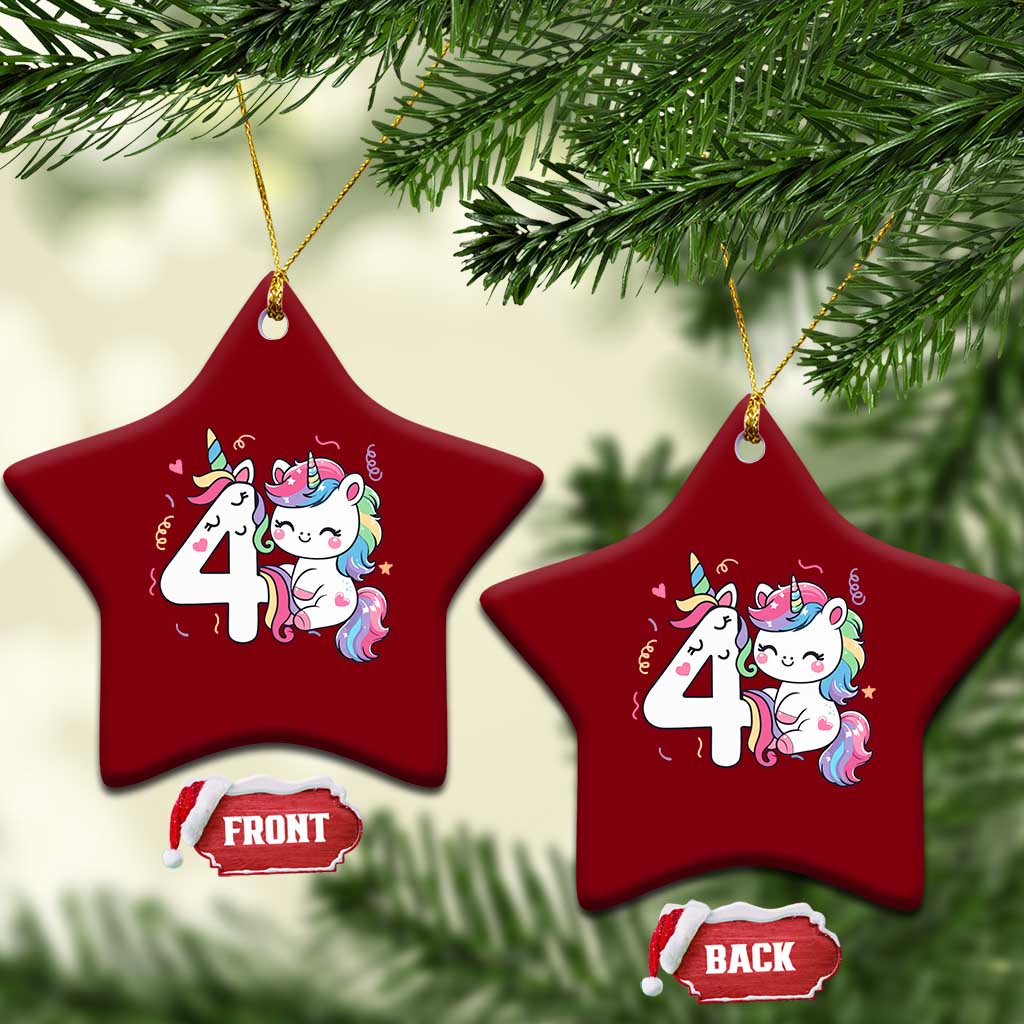 Unicorn 4th Birthday Ceramic Ornament 4 Years Old Birthday Outfit TS10 Print Your Wear