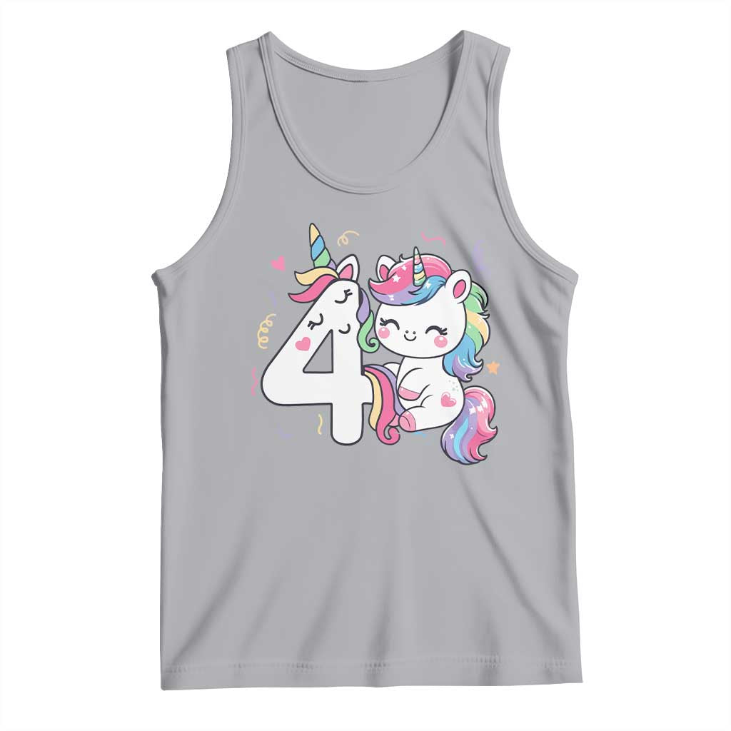 Unicorn 4th Birthday Tank Top 4 Years Old Birthday Outfit TS10 Athletic Heather Print Your Wear