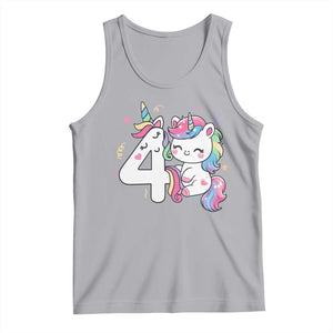 Unicorn 4th Birthday Tank Top 4 Years Old Birthday Outfit TS10 Athletic Heather Print Your Wear
