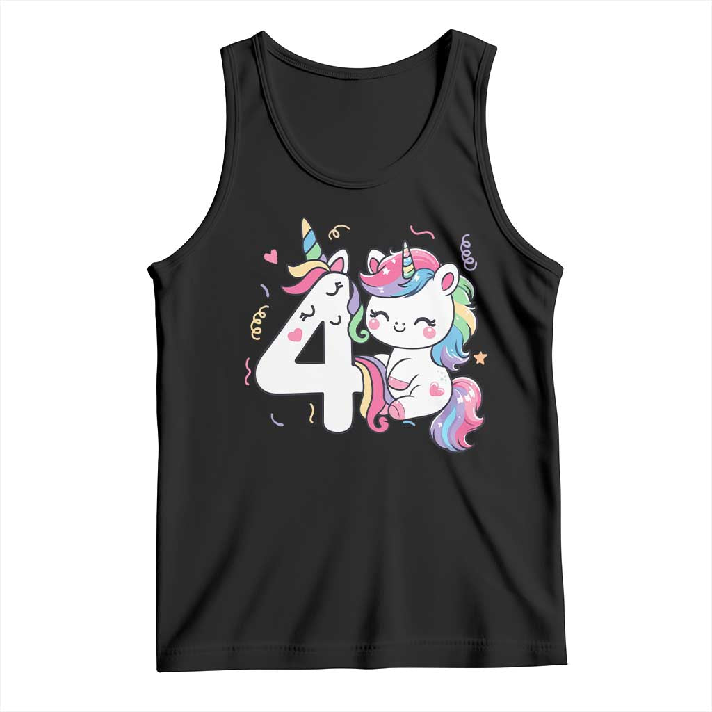 Unicorn 4th Birthday Tank Top 4 Years Old Birthday Outfit TS10 Black Print Your Wear