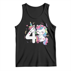 Unicorn 4th Birthday Tank Top 4 Years Old Birthday Outfit TS10 Black Print Your Wear