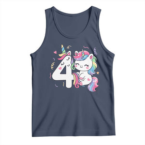 Unicorn 4th Birthday Tank Top 4 Years Old Birthday Outfit TS10 Navy Print Your Wear