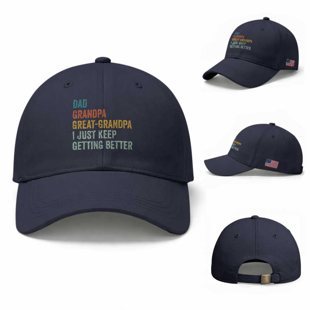 Funny Dad Great Grandpa Baseball Cap Retro Fathers Day TS10 Baseball Cap Universal Fit Navy Print Your Wear