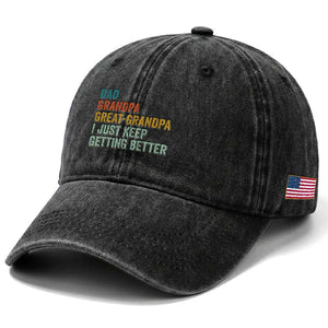 Funny Dad Great Grandpa Washed Cotton Baseball Cap Retro Fathers Day TS10 Print Your Wear