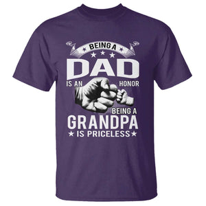 Being A Dad Is An Honor Being A Grandpa is Priceless T Shirt TS10 Purple Print Your Wear