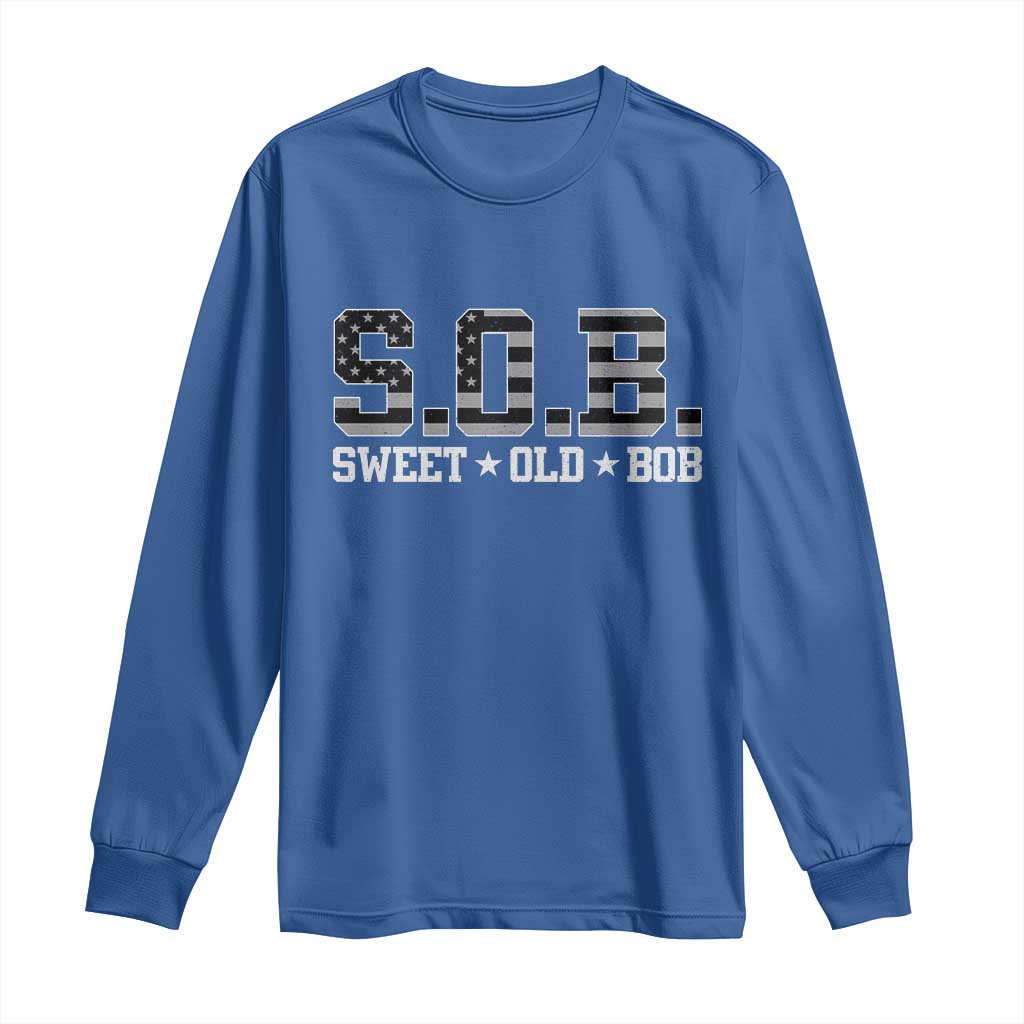 Funny Bob Long Sleeve Shirt Fathers Day Dad Sweet Old Bob Retro USA Flag TS10 Royal Blue Print Your Wear