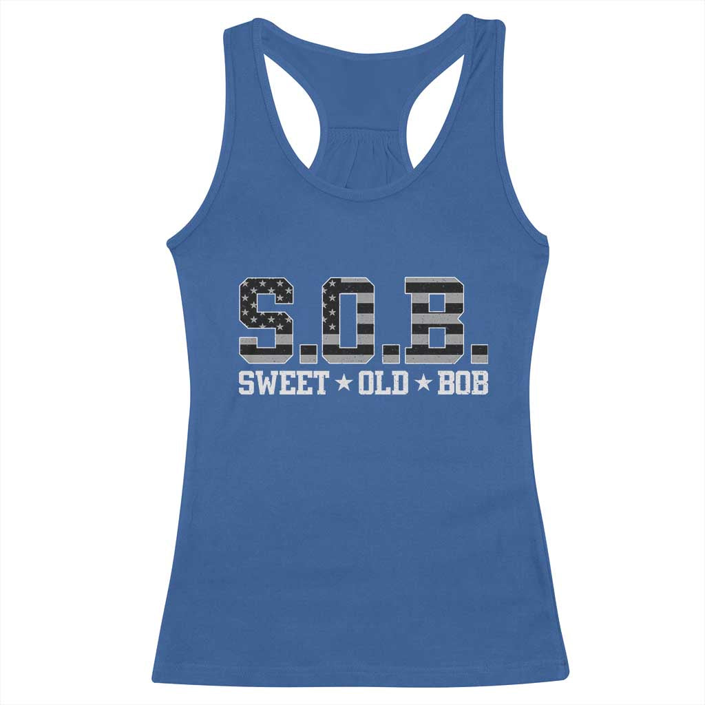 Funny Bob Racerback Tank Top Fathers Day Dad Sweet Old Bob Retro USA Flag TS10 Royal Blue Print Your Wear