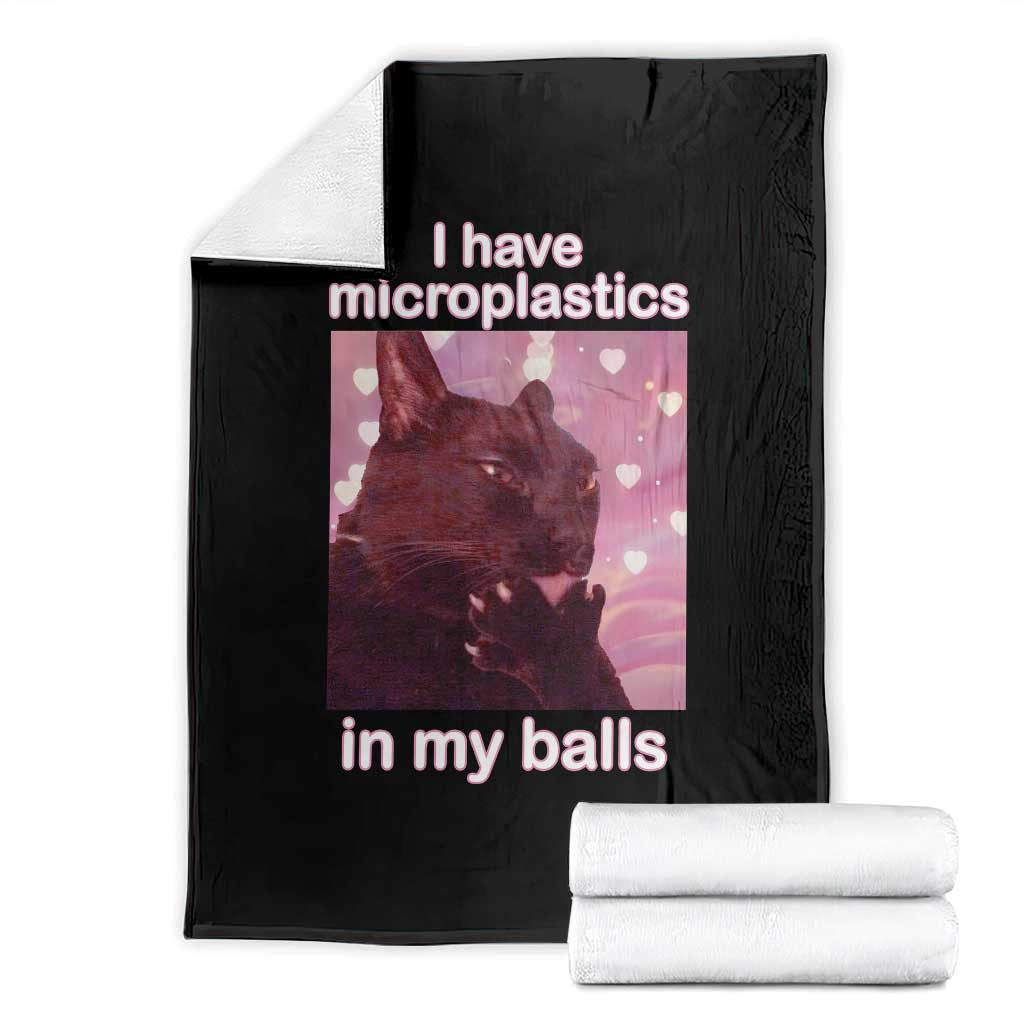 Funny Cat Meme Throw Blanket I Have Microplastics In My Balls Dank Meme TS10 Black Print Your Wear