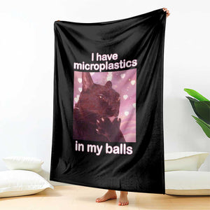 Funny Cat Meme Throw Blanket I Have Microplastics In My Balls Dank Meme TS10 Print Your Wear