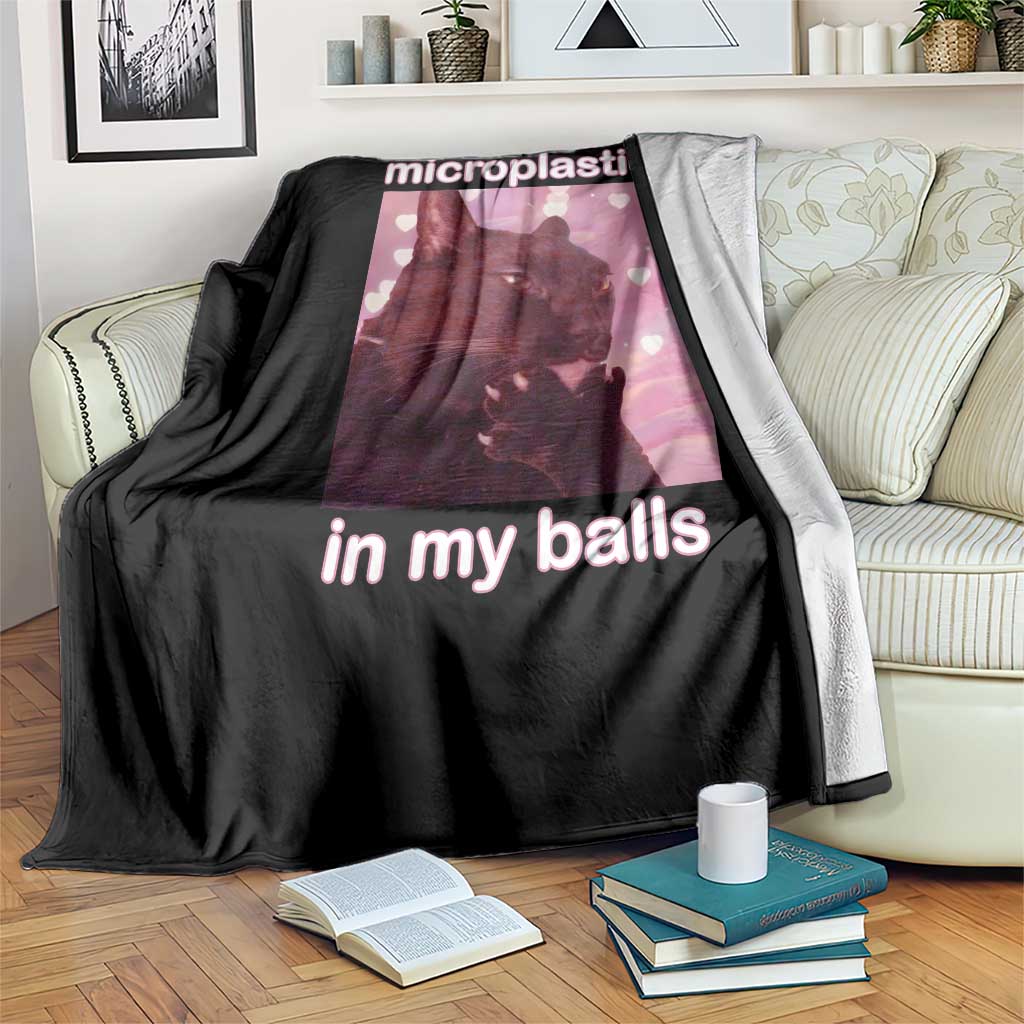 Funny Cat Meme Throw Blanket I Have Microplastics In My Balls Dank Meme TS10 Print Your Wear