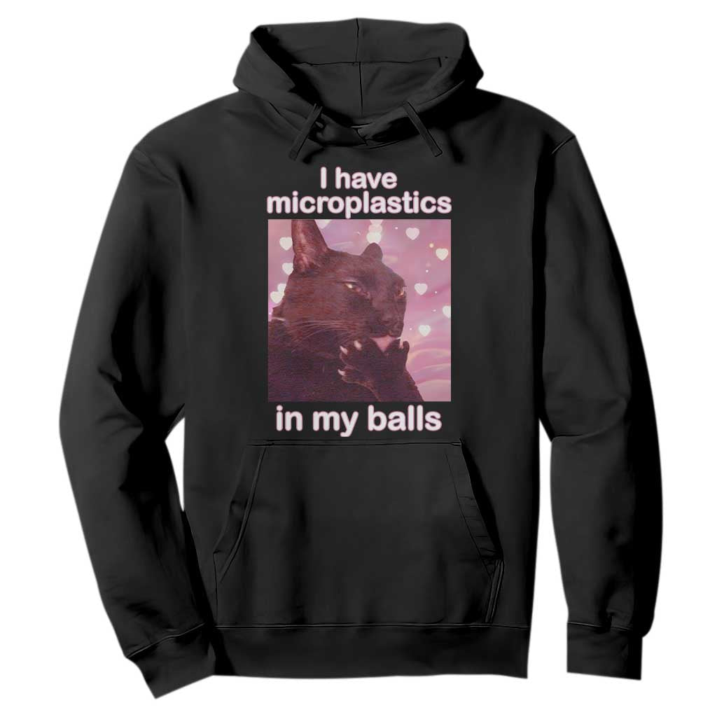 Funny Cat Meme Hoodie I Have Microplastics In My Balls Dank Meme TS10 Black Print Your Wear