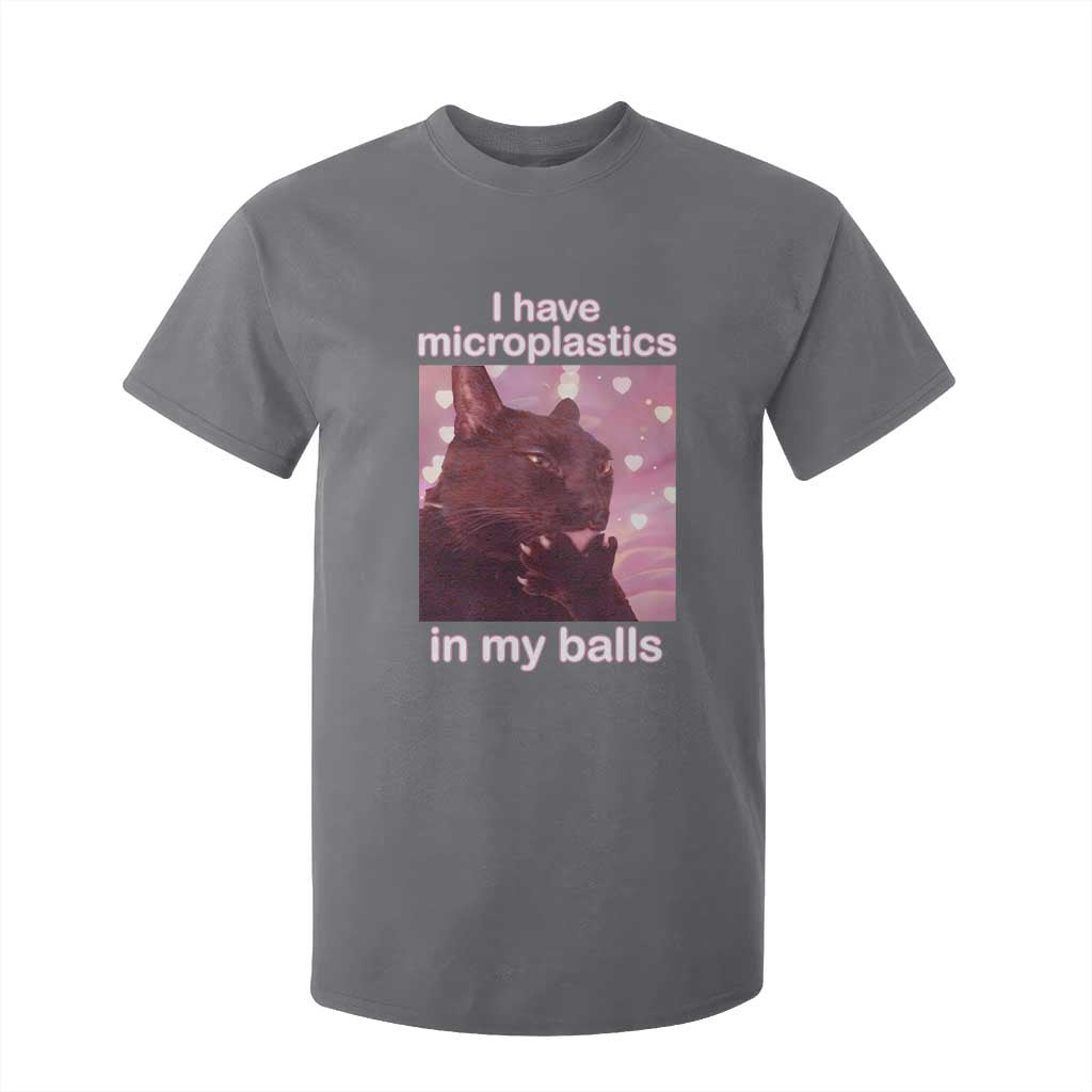 Funny Cat Meme T Shirt For Kid I Have Microplastics In My Balls Dank Meme TS10 Charcoal Print Your Wear