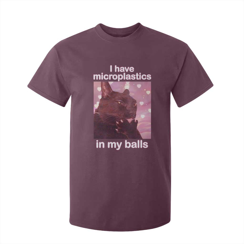 Funny Cat Meme T Shirt For Kid I Have Microplastics In My Balls Dank Meme TS10 Maroon Print Your Wear