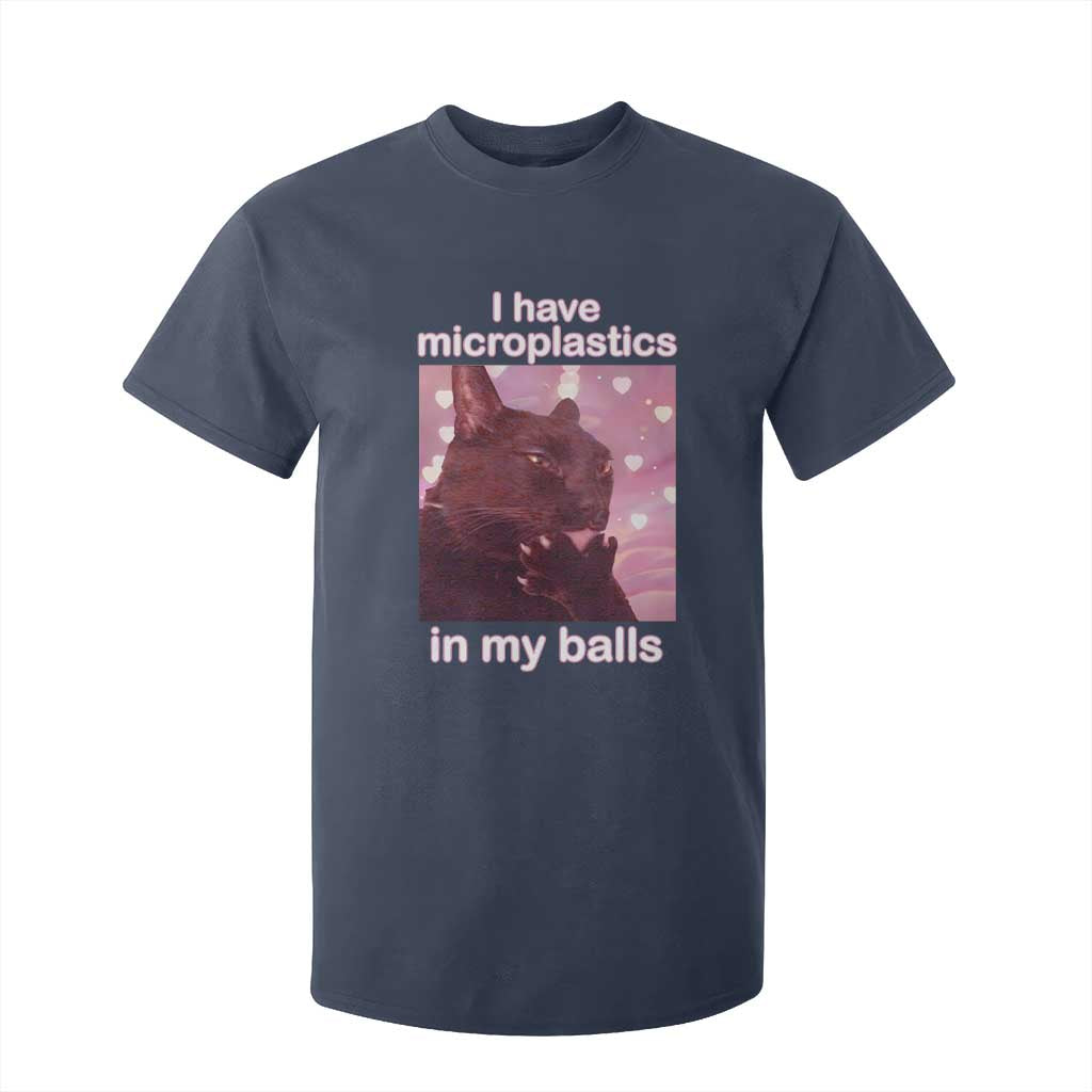 Funny Cat Meme T Shirt For Kid I Have Microplastics In My Balls Dank Meme TS10 Navy Print Your Wear
