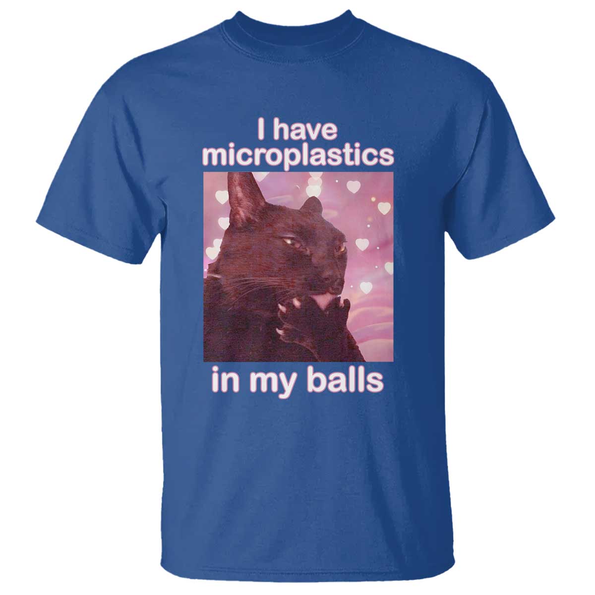Funny Cat Meme T Shirt I Have Microplastics In My Balls Dank Meme TS10 Royal Blue Print Your Wear
