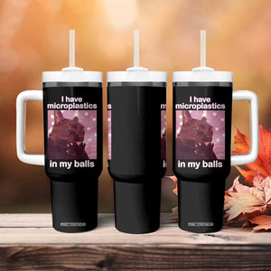 Funny Cat Meme Tumbler With Handle I Have Microplastics In My Balls Dank Meme TS10 Print Your Wear