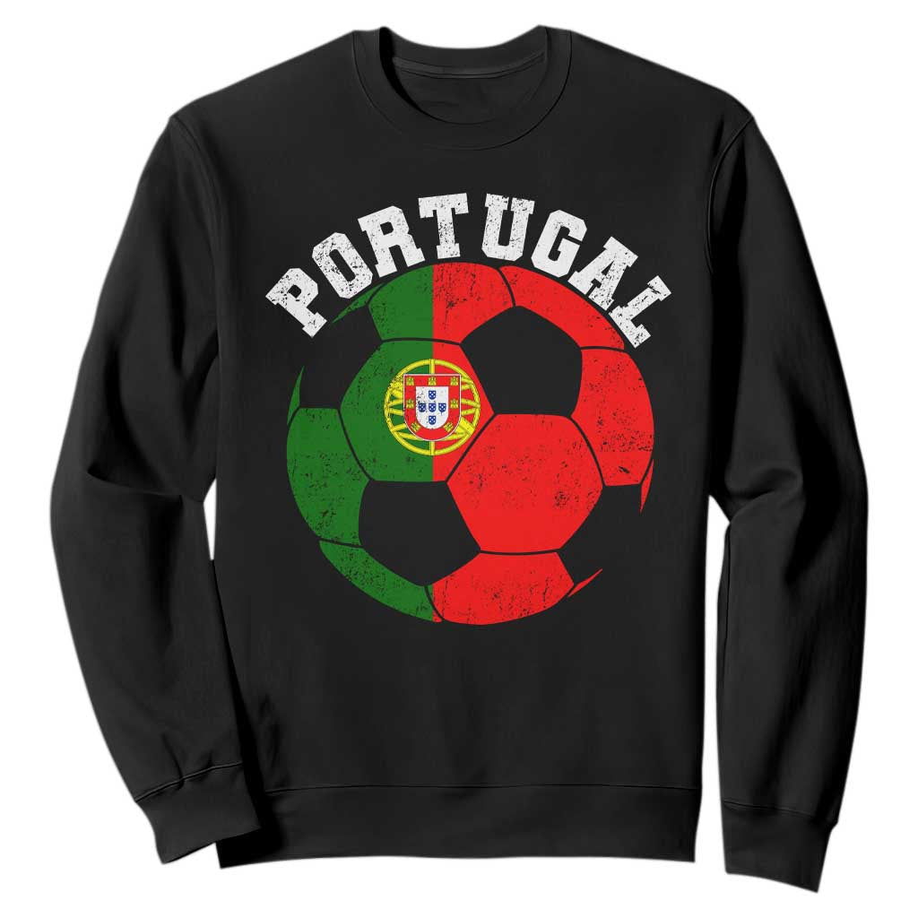 Portugal Soccer Sweatshirt Portuguese Flag Soccer Ball Futebol Football Fan TS10 Black Print Your Wear