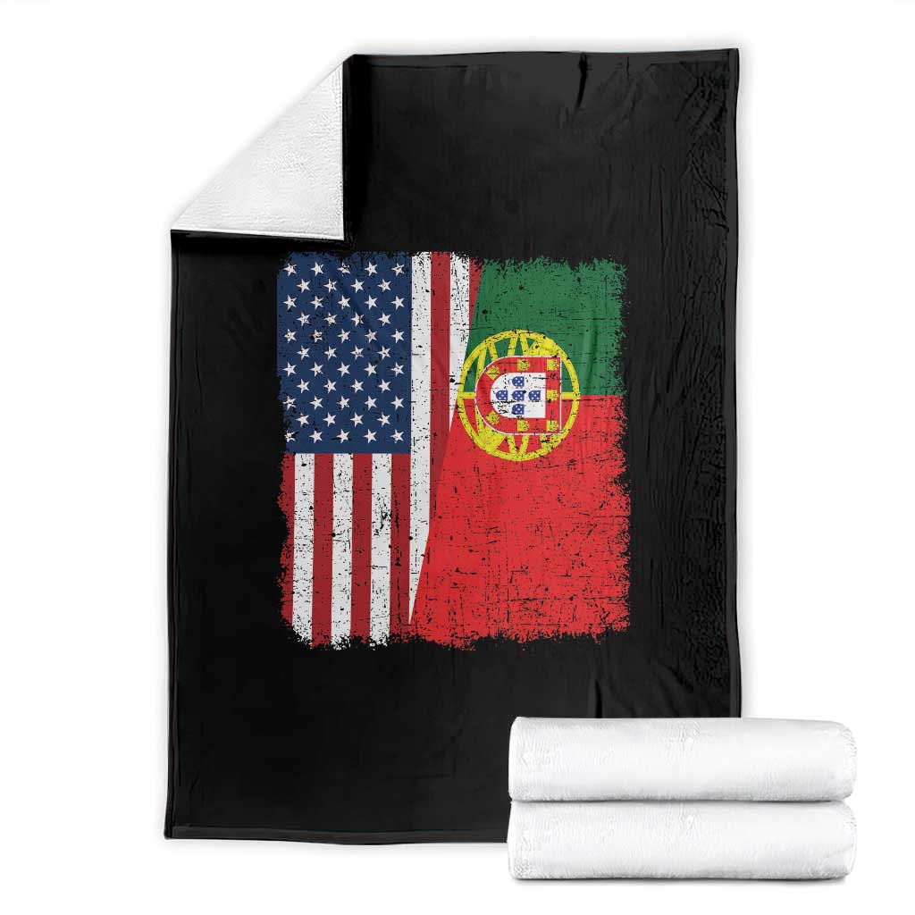 Portuguese American Flag Throw Blanket Retro Vintage USA Portugal Roots Heritage Pride TS10 Black Print Your Wear