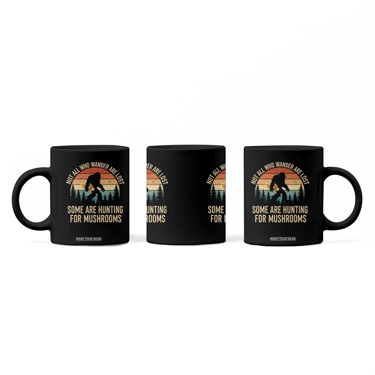 Bigfoot Mushroom Lovers Coffee Mug Retro Sasquatch Fungi Morel Mushroom TS10 Print Your Wear