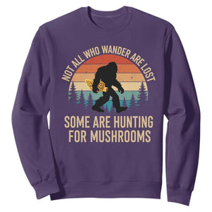 Bigfoot Mushroom Lovers Sweatshirt Retro Sasquatch Fungi Morel Mushroom TS10 Purple Print Your Wear