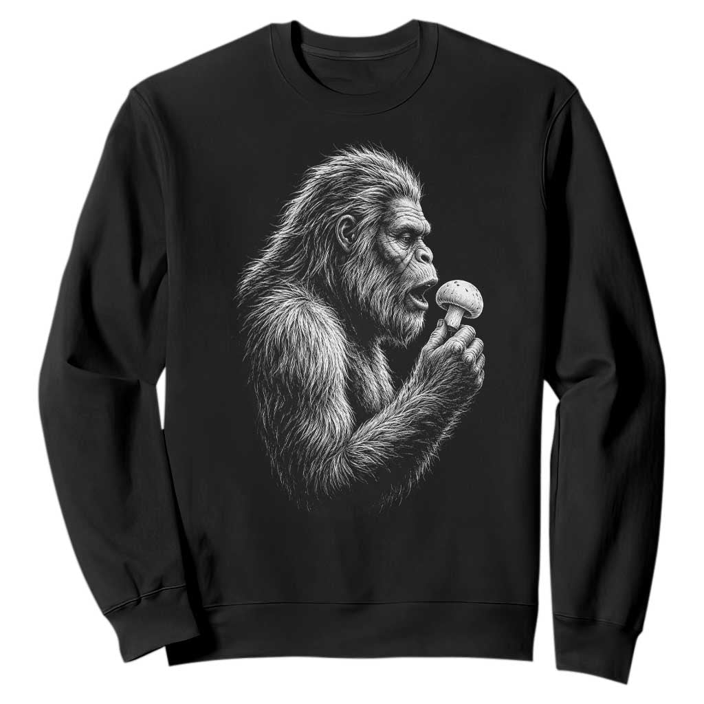 Bigfoot Mushroom Sweatshirt Vintage Sasquatch Art Mystical Nature Lover Retro TS10 Black Print Your Wear