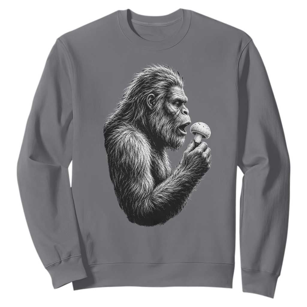 Bigfoot Mushroom Sweatshirt Vintage Sasquatch Art Mystical Nature Lover Retro TS10 Charcoal Print Your Wear