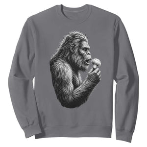 Bigfoot Mushroom Sweatshirt Vintage Sasquatch Art Mystical Nature Lover Retro TS10 Charcoal Print Your Wear