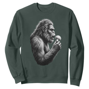 Bigfoot Mushroom Sweatshirt Vintage Sasquatch Art Mystical Nature Lover Retro TS10 Dark Forest Green Print Your Wear