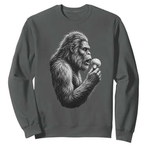 Bigfoot Mushroom Sweatshirt Vintage Sasquatch Art Mystical Nature Lover Retro TS10 Dark Heather Print Your Wear