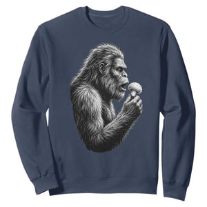 Bigfoot Mushroom Sweatshirt Vintage Sasquatch Art Mystical Nature Lover Retro TS10 Navy Print Your Wear