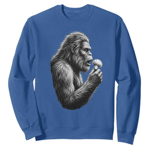 Bigfoot Mushroom Sweatshirt Vintage Sasquatch Art Mystical Nature Lover Retro TS10 Royal Blue Print Your Wear