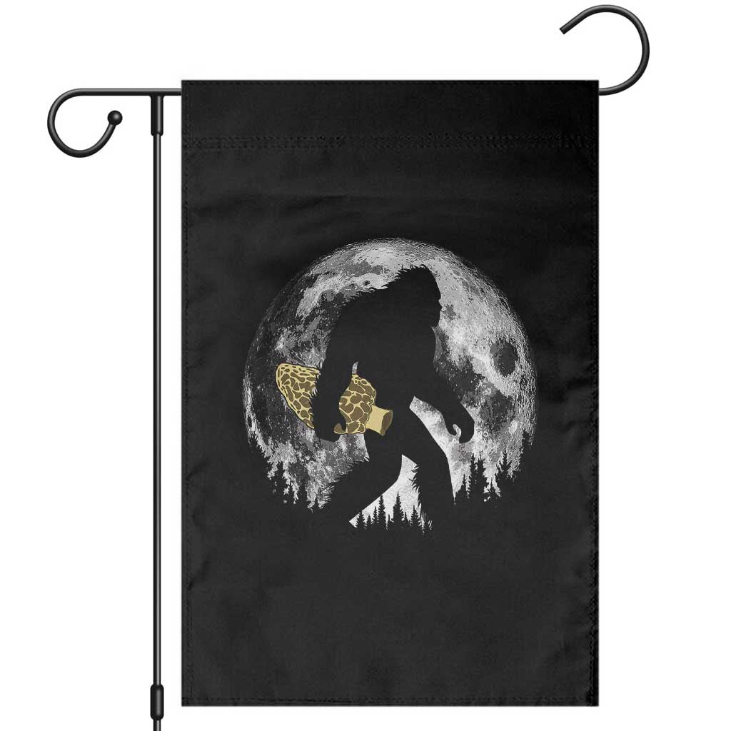 Bigfoot with Morel Mushroom Garden Flag Sasquatch Fungi Full Moon Silhouette Graphic TS10 Black Print Your Wear