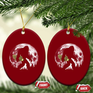 Bigfoot with Morel Mushroom Ceramic Ornament Sasquatch Fungi Full Moon Silhouette Graphic TS10 Print Your Wear