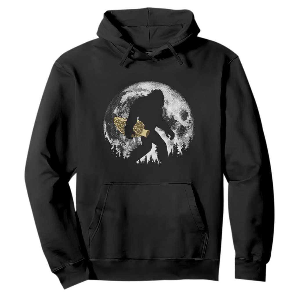 Bigfoot with Morel Mushroom Hoodie Sasquatch Fungi Full Moon Silhouette Graphic TS10 Black Print Your Wear