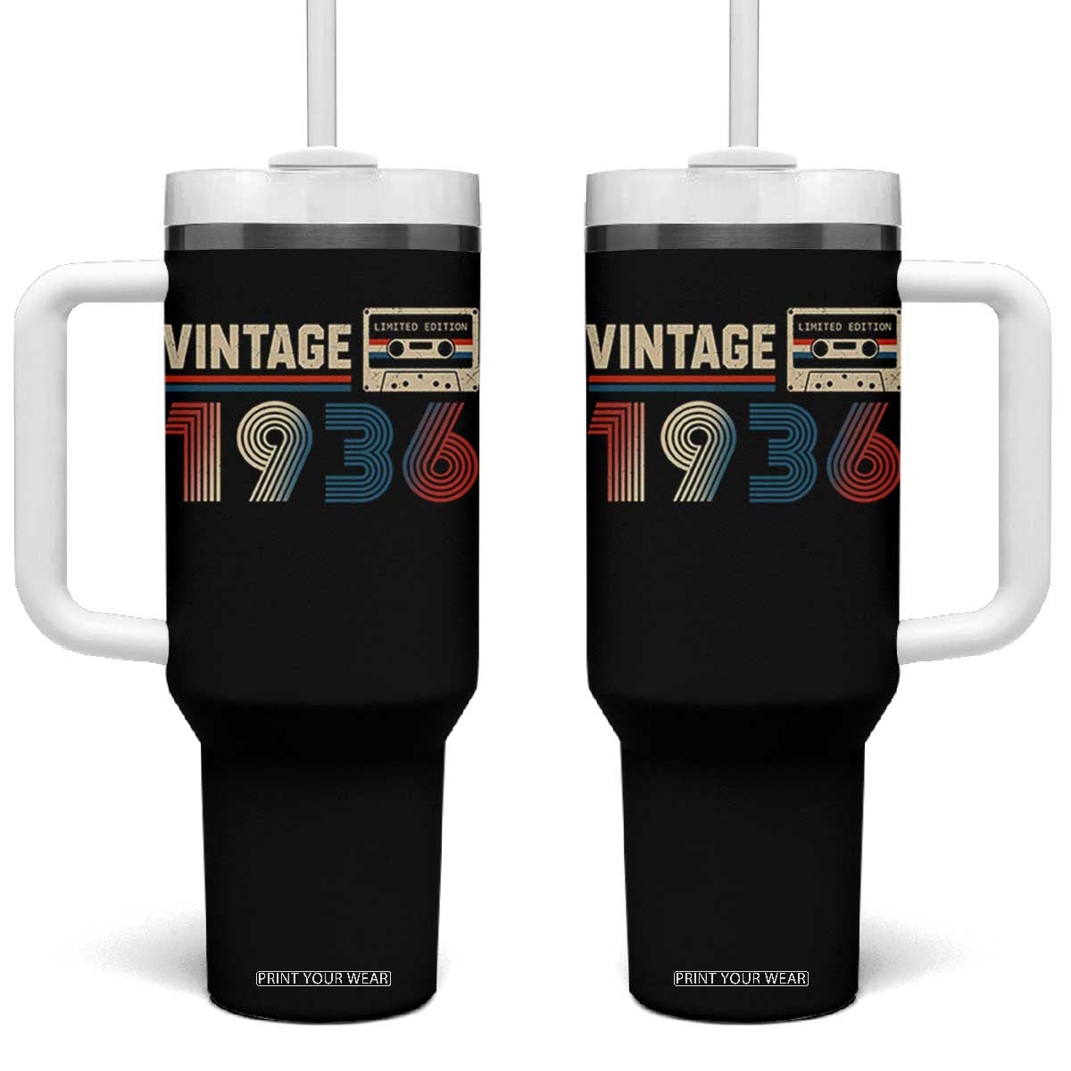 Vintage 1936 90th Birthday Gifts Tumbler With Handle 90 Year Old Favors TS10 One Size: 40 oz Black Print Your Wear