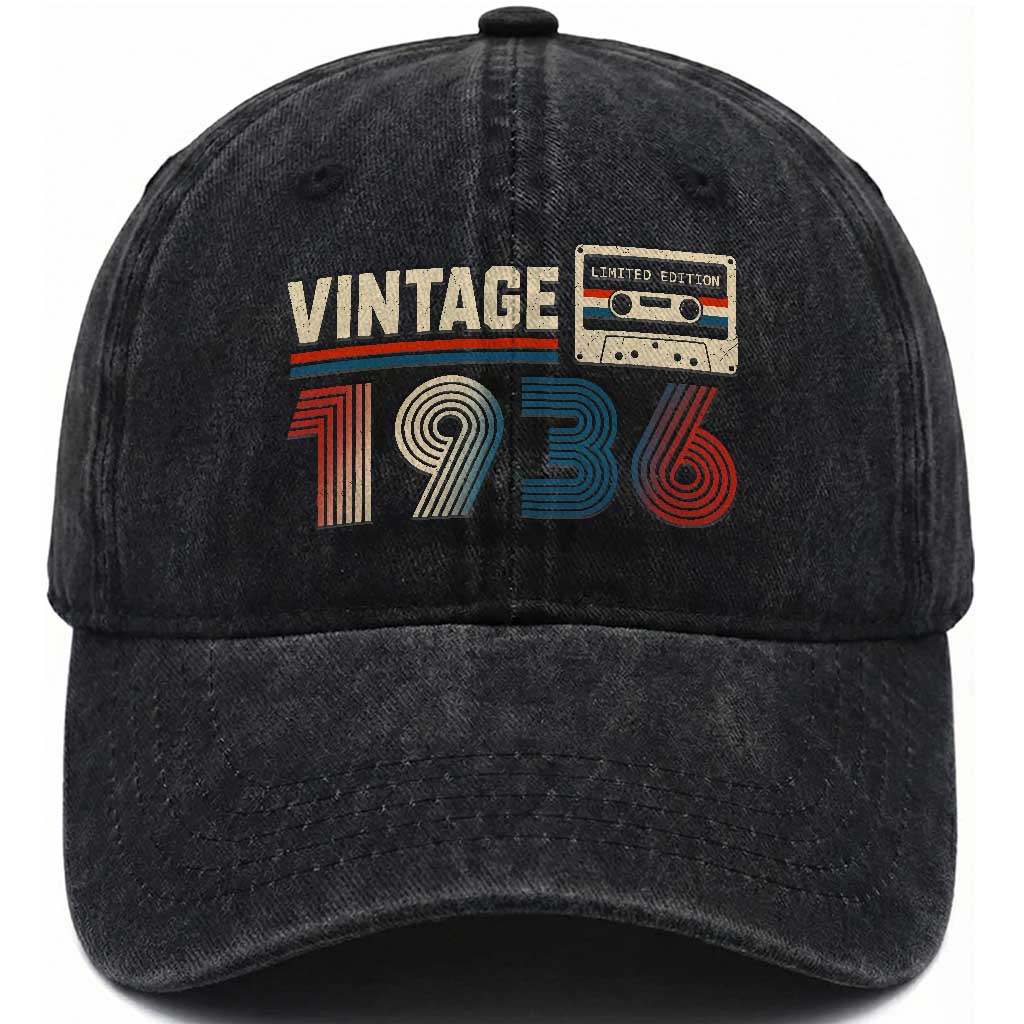 Vintage 1936 90th Birthday Gifts Washed Cotton Baseball Cap 90 Year Old Favors TS10 Print Your Wear