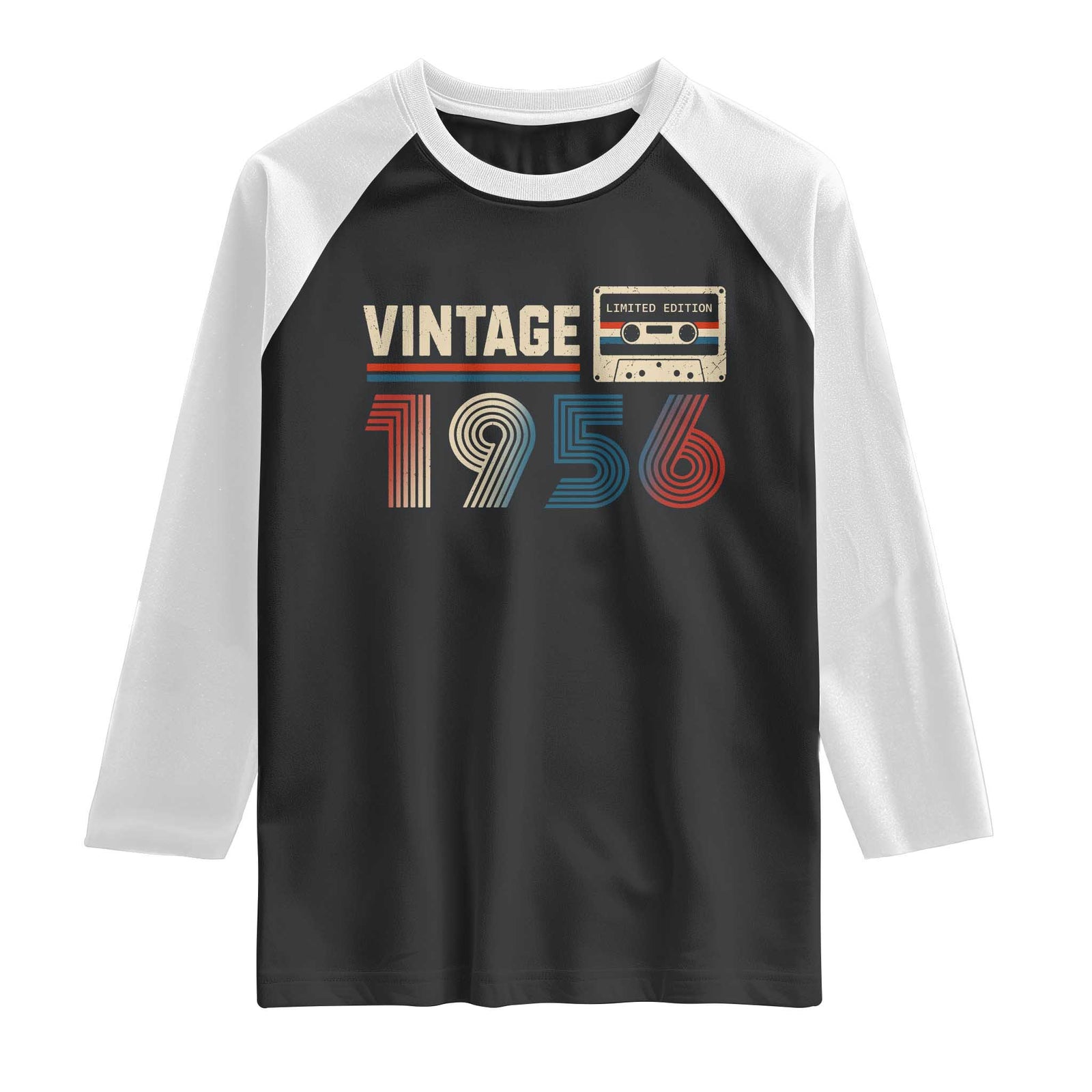Vintage 1956 70th Birthday Gifts Raglan Shirt 70 Year Old Favors TS10 Black White Print Your Wear