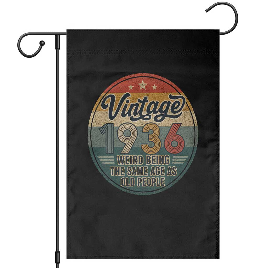 Vintage 1936 90th Birthday Garden Flag 90 Year Old Gift Weird Being the Same Age as Old People TS10 Black Print Your Wear