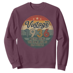 Vintage 1936 90th Birthday Sweatshirt 90 Year Old Gift Weird Being the Same Age as Old People TS10 Maroon Print Your Wear